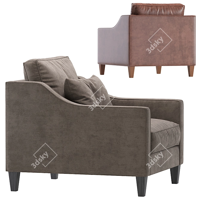 Paidge Velvet and Leather Chair: Elegant and Versatile 3D model image 5