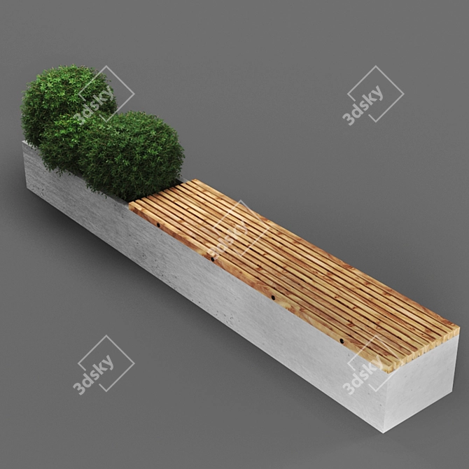 Sturdy 4m Bench with High Poly Count 3D model image 2