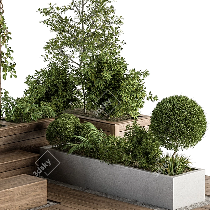 Rooftop Oasis: Pergola Garden Set 3D model image 3