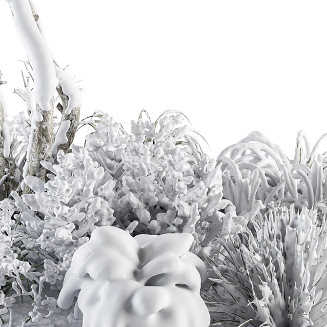 Snowy Outdoor Plants Set - 345V 3D model image 2