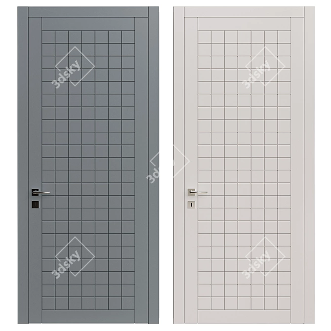 Modern Double Swing Door 3D model image 1