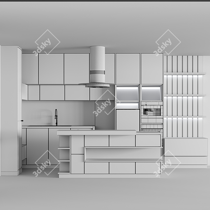Sleek Kitchen 2015: 438.99 x 226.61 x 260.03 cm 3D model image 4