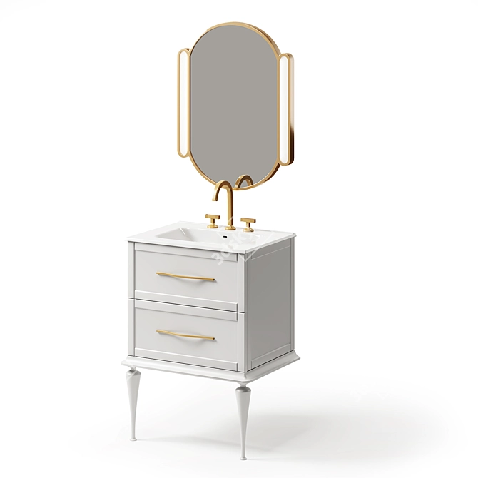 Elegant Tiffany Bathroom Vanity 3D model image 1