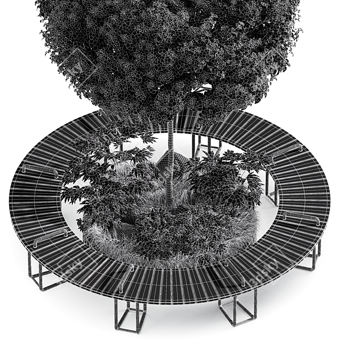 Modern Wooden Park Bench 3D model image 5