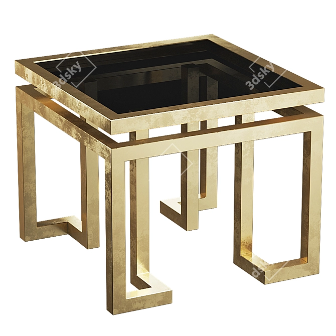 Elegant Black Glass Side Table 3D model image 1