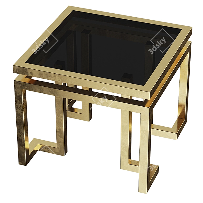 Elegant Black Glass Side Table 3D model image 2