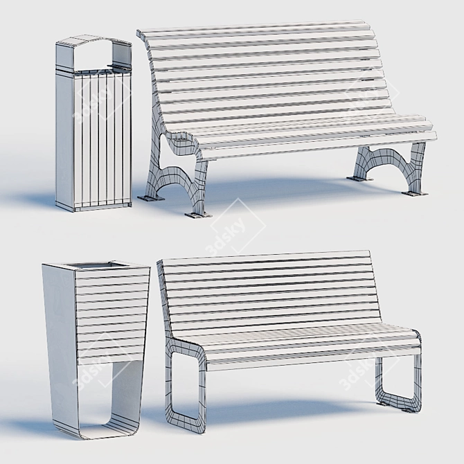 Urban Oasis Bench Set 3D model image 2