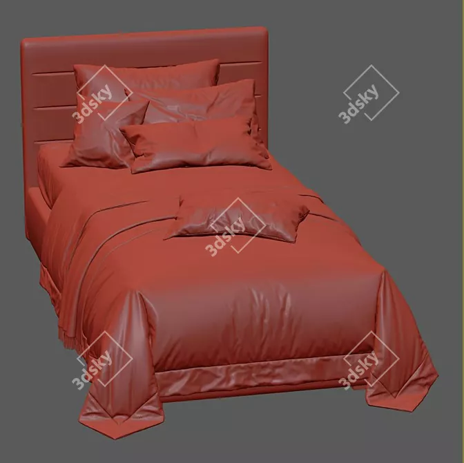 Modern Upholstered Twin Platform Bed 3D model image 7