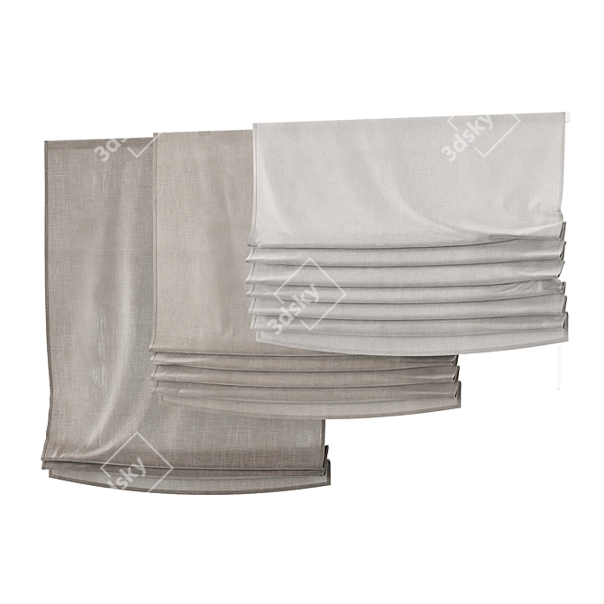 Roman Textured Curtains - Gray & Beige 3D model image 4