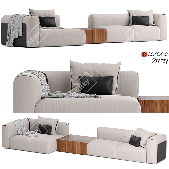 Luxury Turri Soul Modular Sofa 3D model image 1