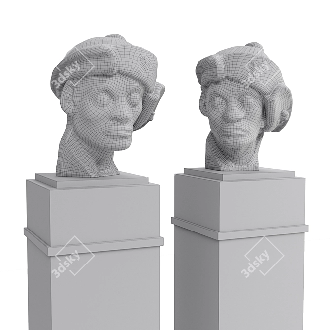 Elegant Chinese Man Bust 3D model image 5