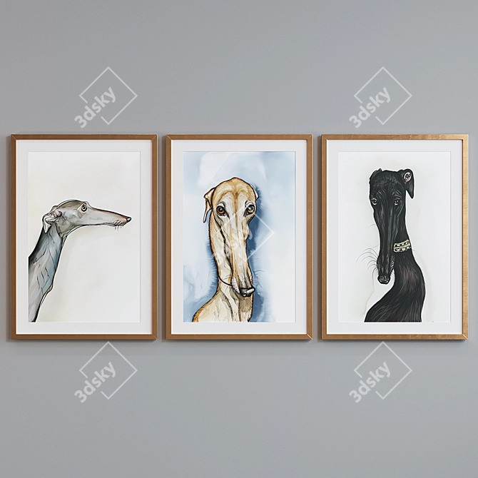 Modern Dog Picture Frame Set 3D model image 2