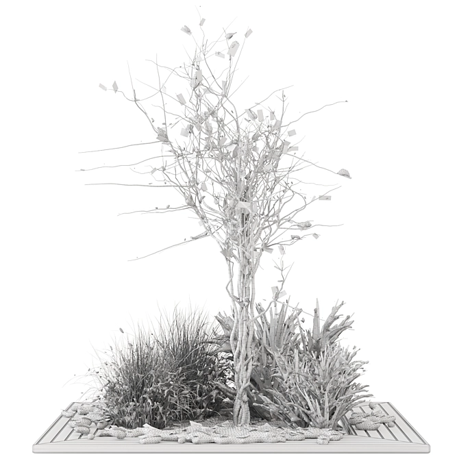 Snowy Garden Set: Outdoor Bush and Tree 3D model image 6