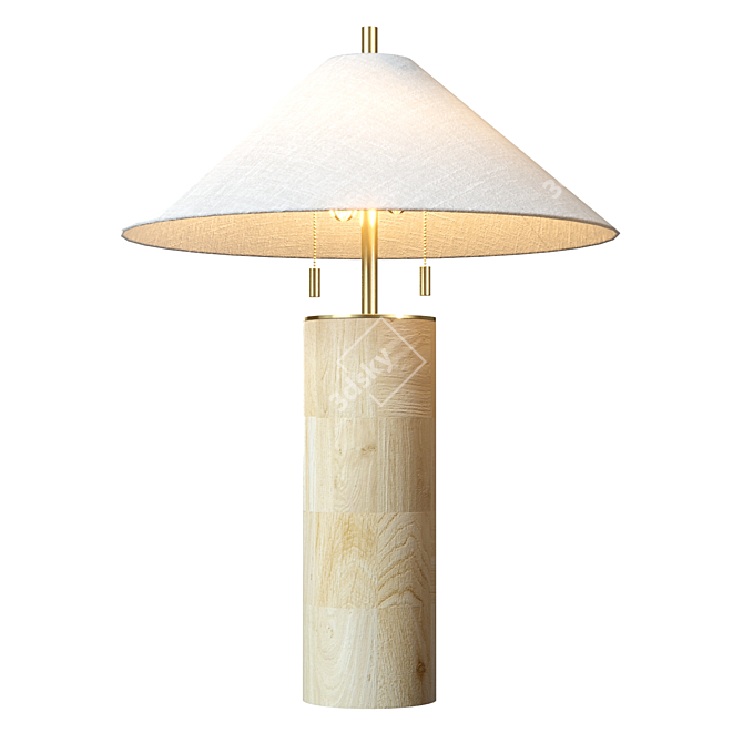 Artistic End Grain Wood Table Lamp 3D model image 3