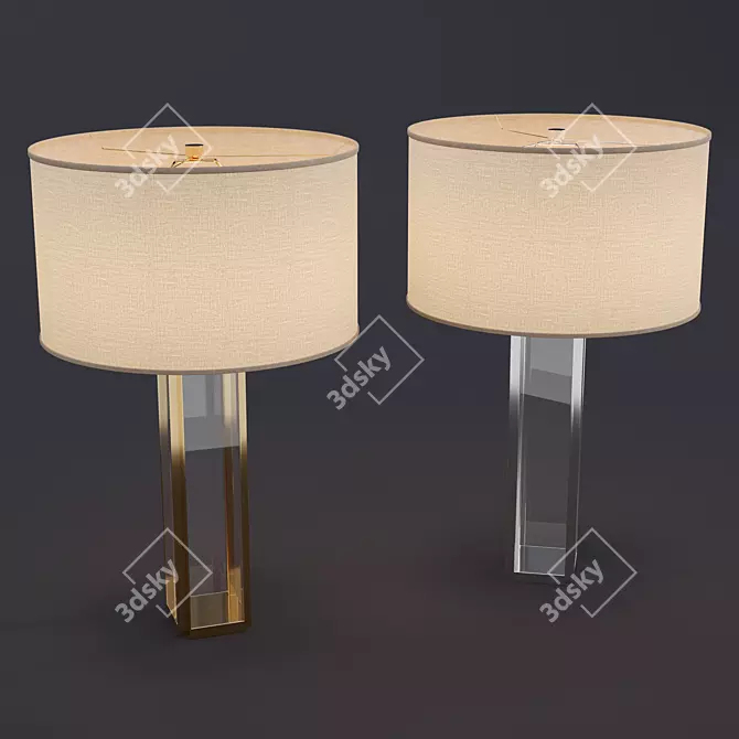 Refined Crystal Tower Table Lamp 3D model image 3