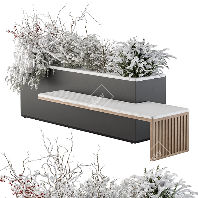 Snowy Urban Bench: Set 30 3D model image 1