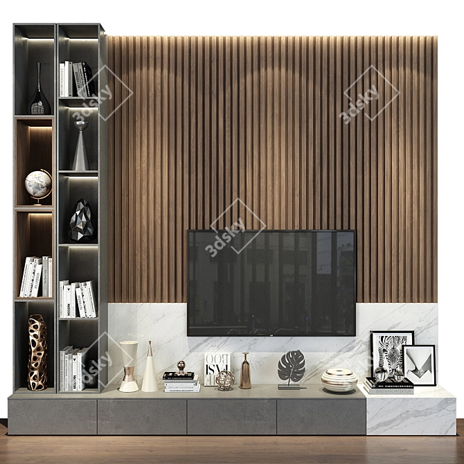 Modular TV Wall Set | Customizable & Easy to Install 3D model image 1