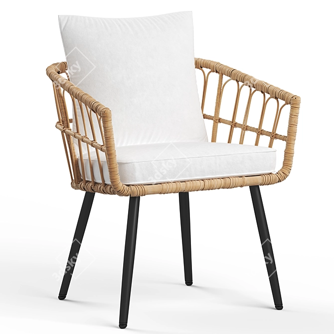 Aliyah Rattan Armchair - Stylish and Comfortable 3D model image 1