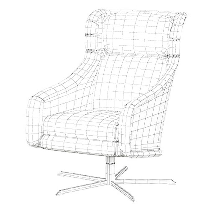 Elegant Nara Swivel Chair 3D model image 5
