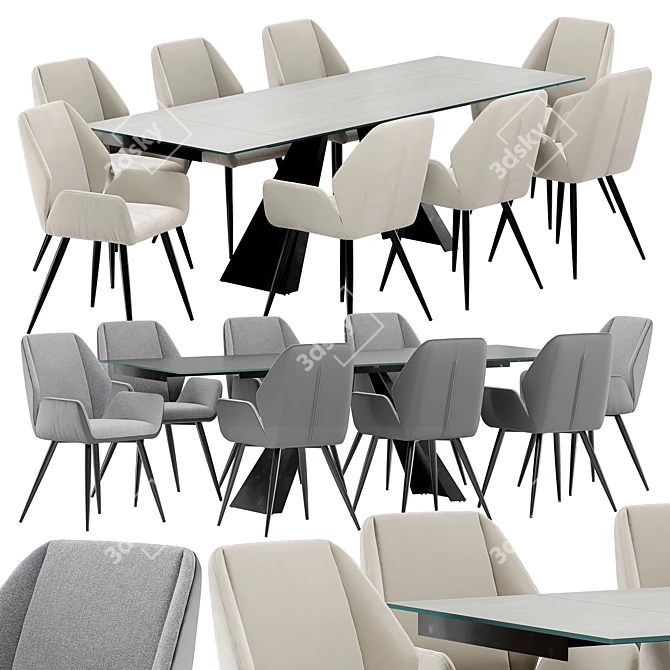 Matilda Dining Chair & Alai Table - Elegant & Functional Set 3D model image 1
