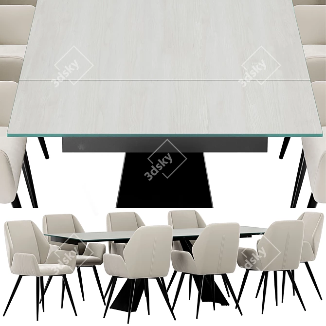 Matilda Dining Chair & Alai Table - Elegant & Functional Set 3D model image 2
