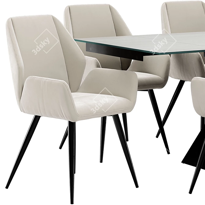 Matilda Dining Chair & Alai Table - Elegant & Functional Set 3D model image 5