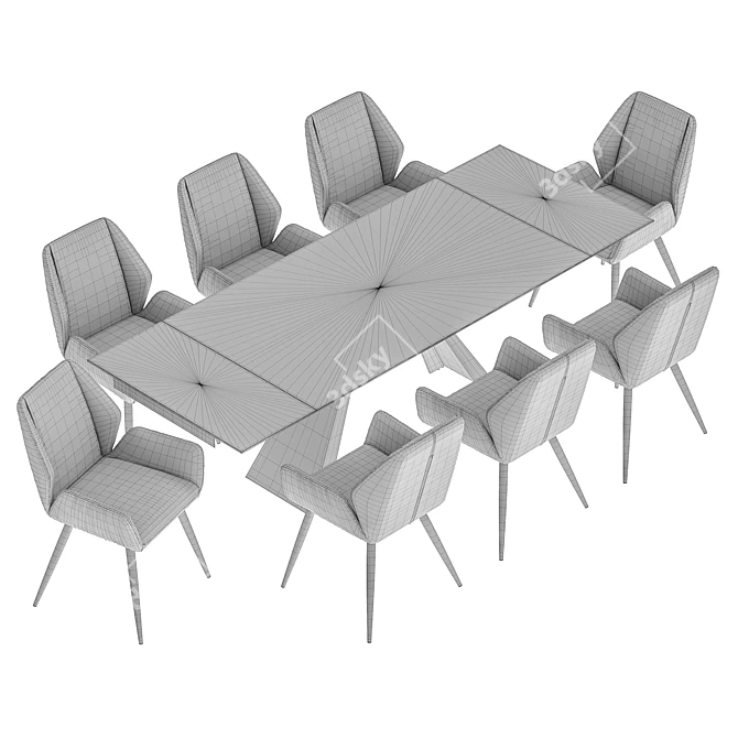 Matilda Dining Chair & Alai Table - Elegant & Functional Set 3D model image 6