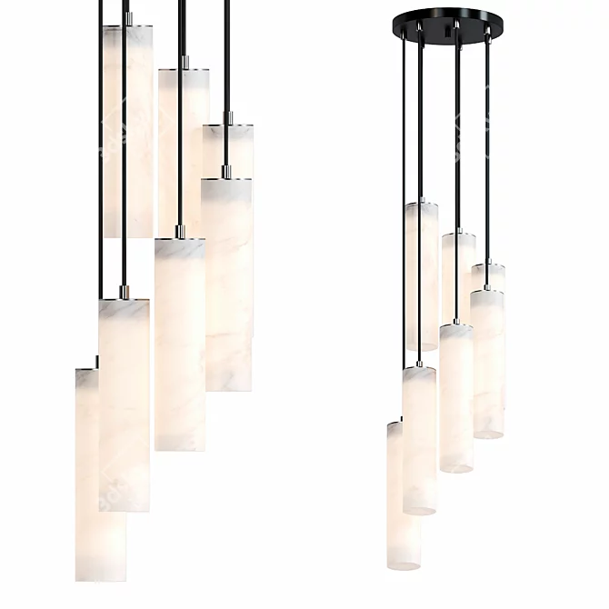 Elegant Marble Suspension Lamps 3D model image 1