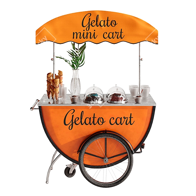 Mini Gelato Cart 2: Portable Frozen Delights 3D model image 2