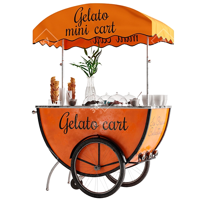 Mini Gelato Cart 2: Portable Frozen Delights 3D model image 4