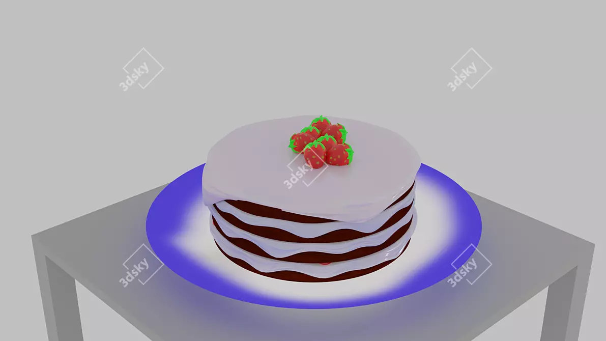 Delicious Celebration Cake 3D model image 1