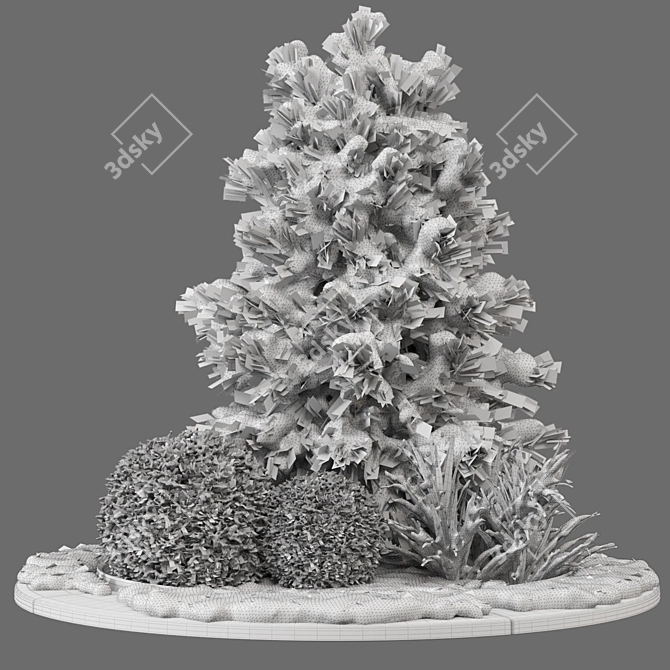 Snowy Garden Set: Outdoor Bush & Tree 3D model image 6