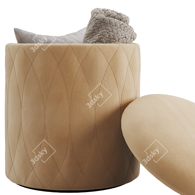 Elegant Grace Ottoman 3D model image 2