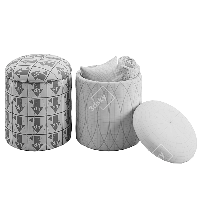 Elegant Grace Ottoman 3D model image 4