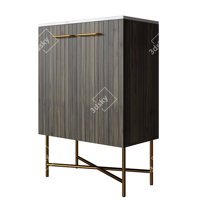 Elegant Mango Wood Drinks Cabinet 3D model image 1