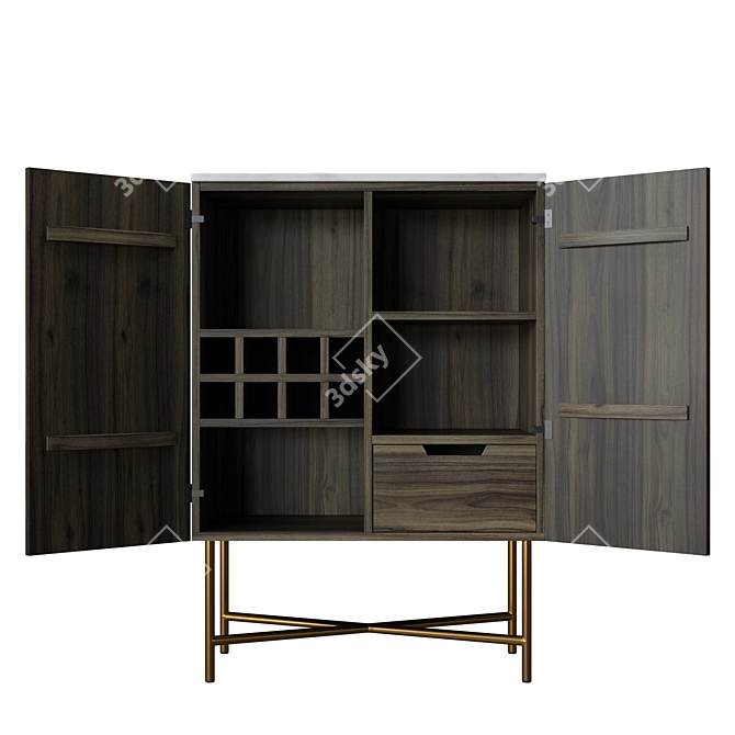 Elegant Mango Wood Drinks Cabinet 3D model image 2