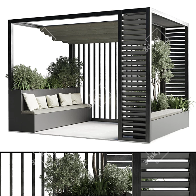 Multi-functional Pergola with Roof Garden 3D model image 1