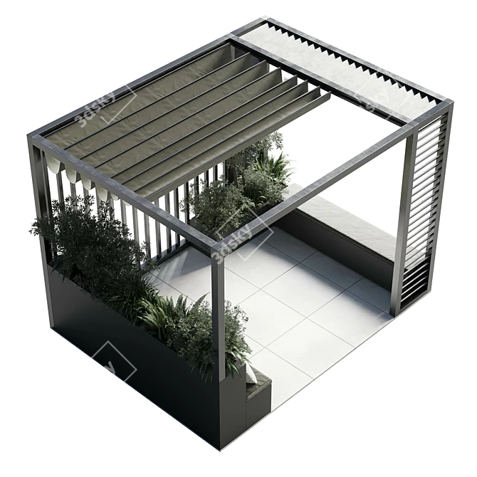 Multi-functional Pergola with Roof Garden 3D model image 4