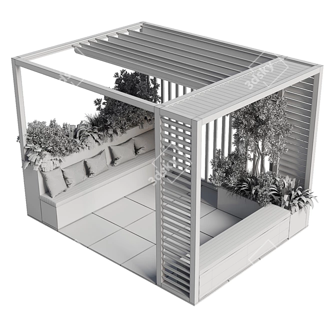 Multi-functional Pergola with Roof Garden 3D model image 5