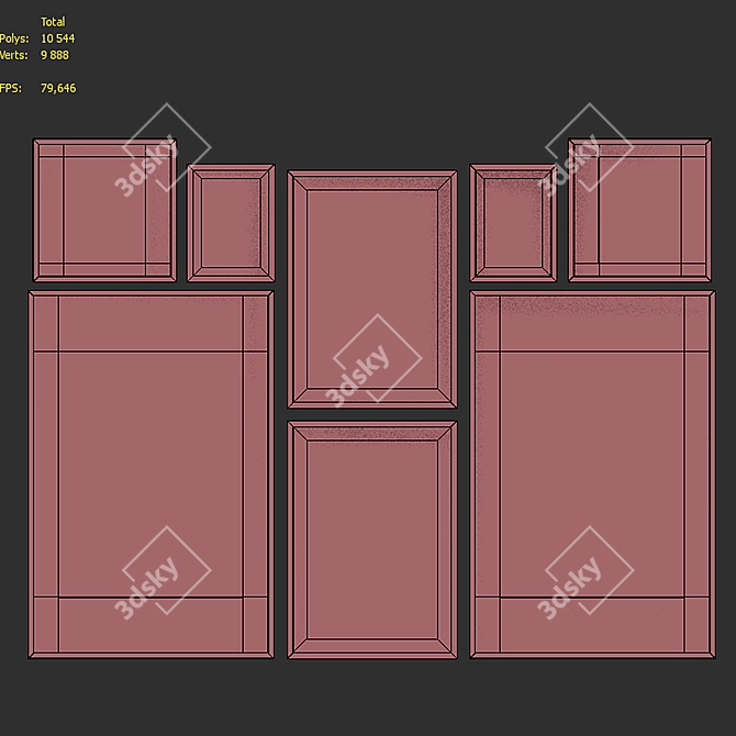 Colorful Modern Frame Set with Glassware Photos 3D model image 7