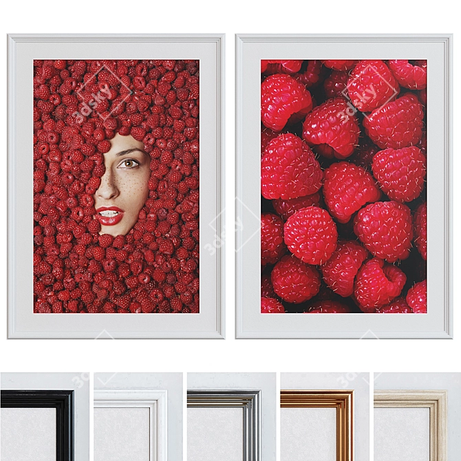 Modern Berry Frame Set 3D model image 1