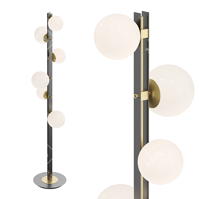 Elegant Glass Ball Floor Lamp 3D model image 1