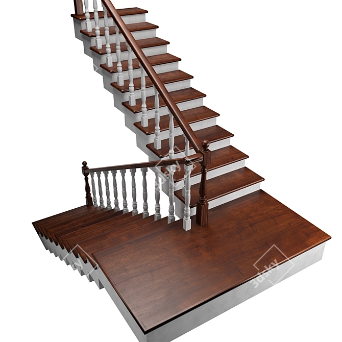 Rustic Wooden Ladder - 4000mm Length 3D model image 2