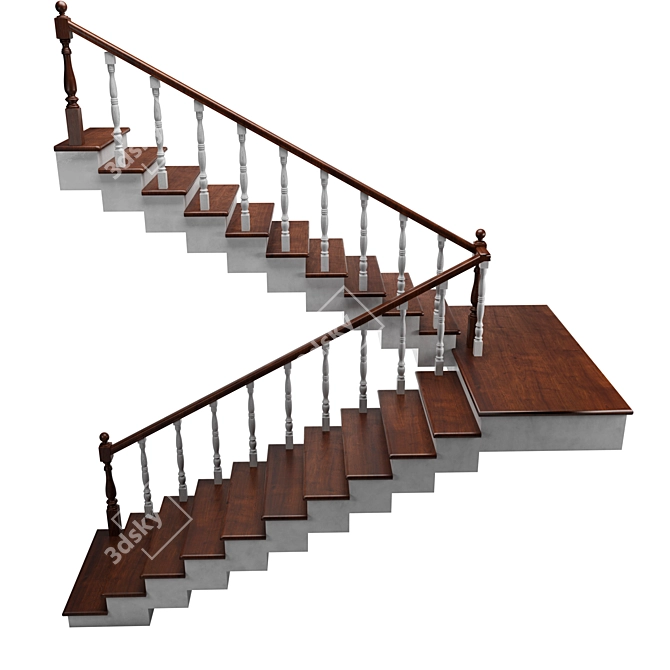 Rustic Wooden Ladder - 4000mm Length 3D model image 4