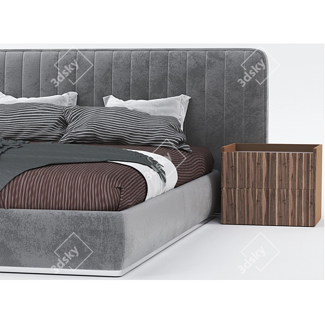 Sleek and Stylish Douglas Bed 3D model image 2