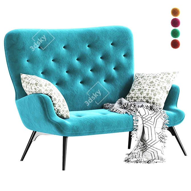 KALEIDOS Modern 2-Seater Sofa 3D model image 6