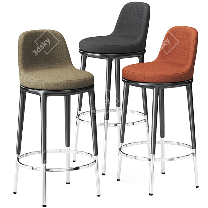 Caratos High Bar Stool: Luxurious and Stylish 3D model image 1