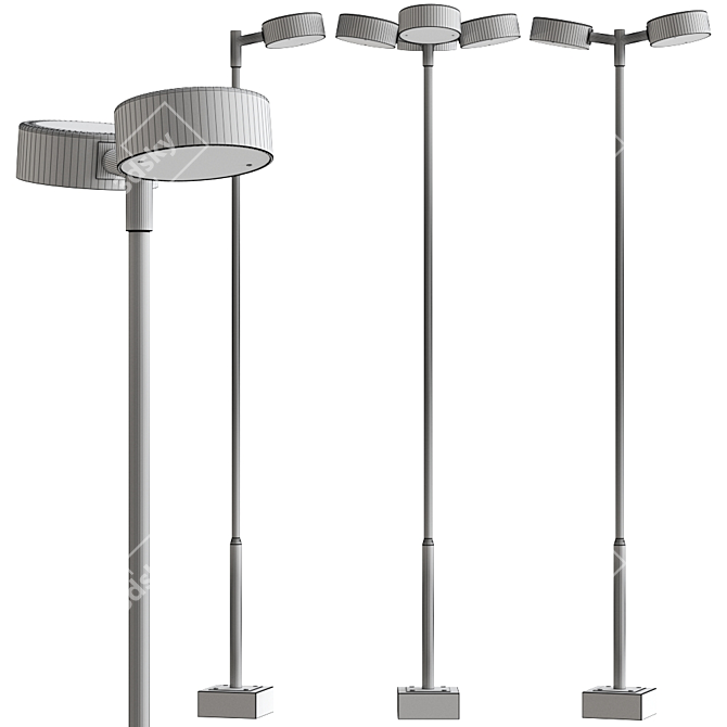 Sleek Tvåpuck Outdoor Floor Lamp 3D model image 2
