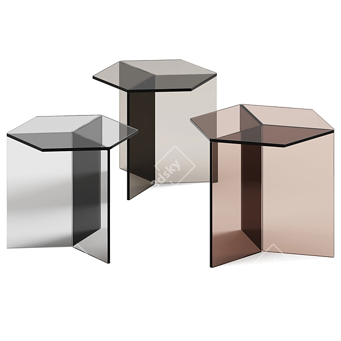 Isom Tall Multicolor Glass Side Table 3D model image 1