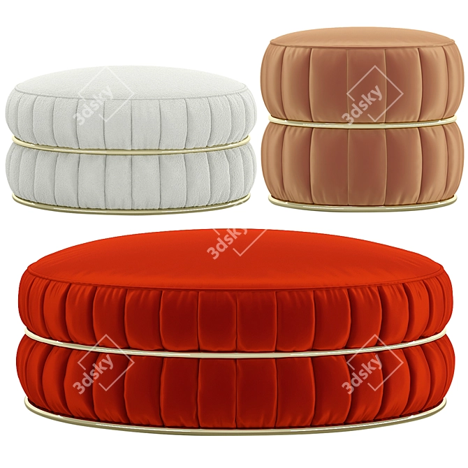 Lillo Gold Ring Pouf 3D model image 1